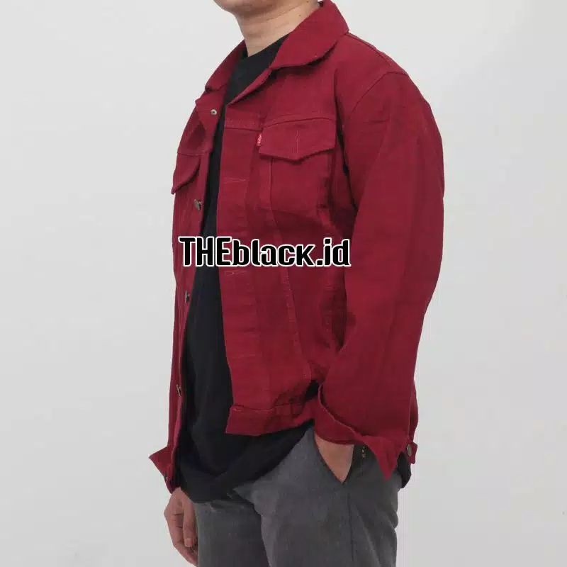JAKET JEANS PRIA & JAKET PRIA & JAKET COWOK & JAKET DENNIM PRIA & JAKET JEANS & COD-Maroon