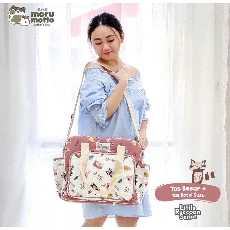 Morumotto Tas Besar + Saku Botol Susu Little Raccoon Series MMT7002