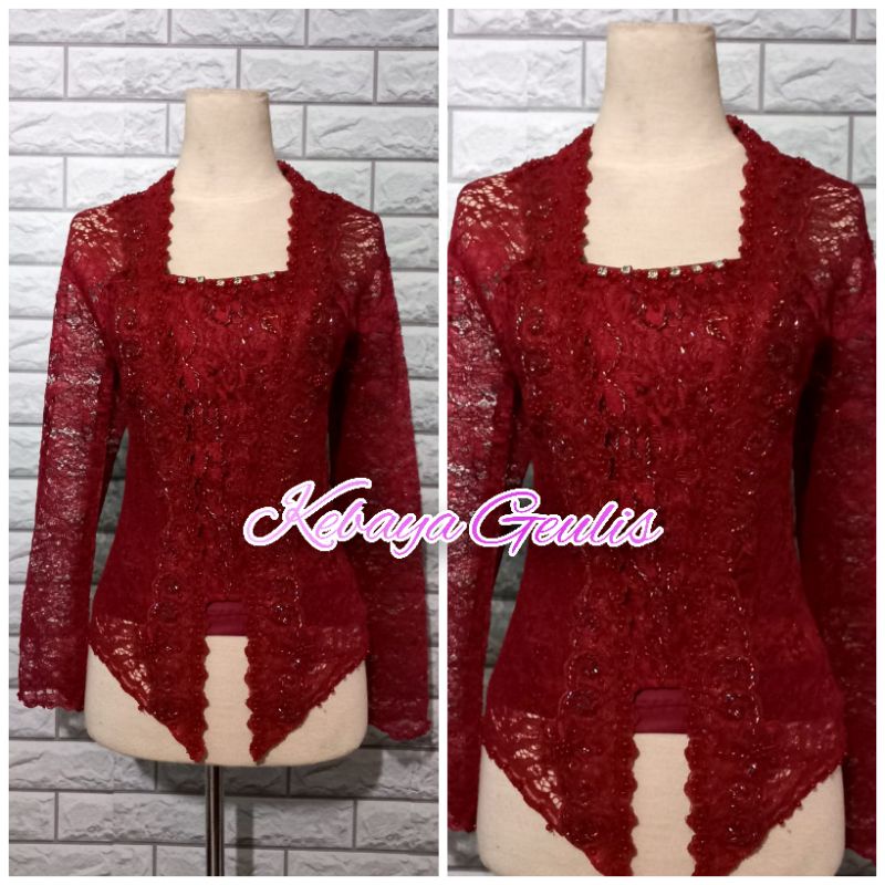 atasan kebaya pesta kebaya kutubaru kebaya bali kebaya brukat full payet warna maroon