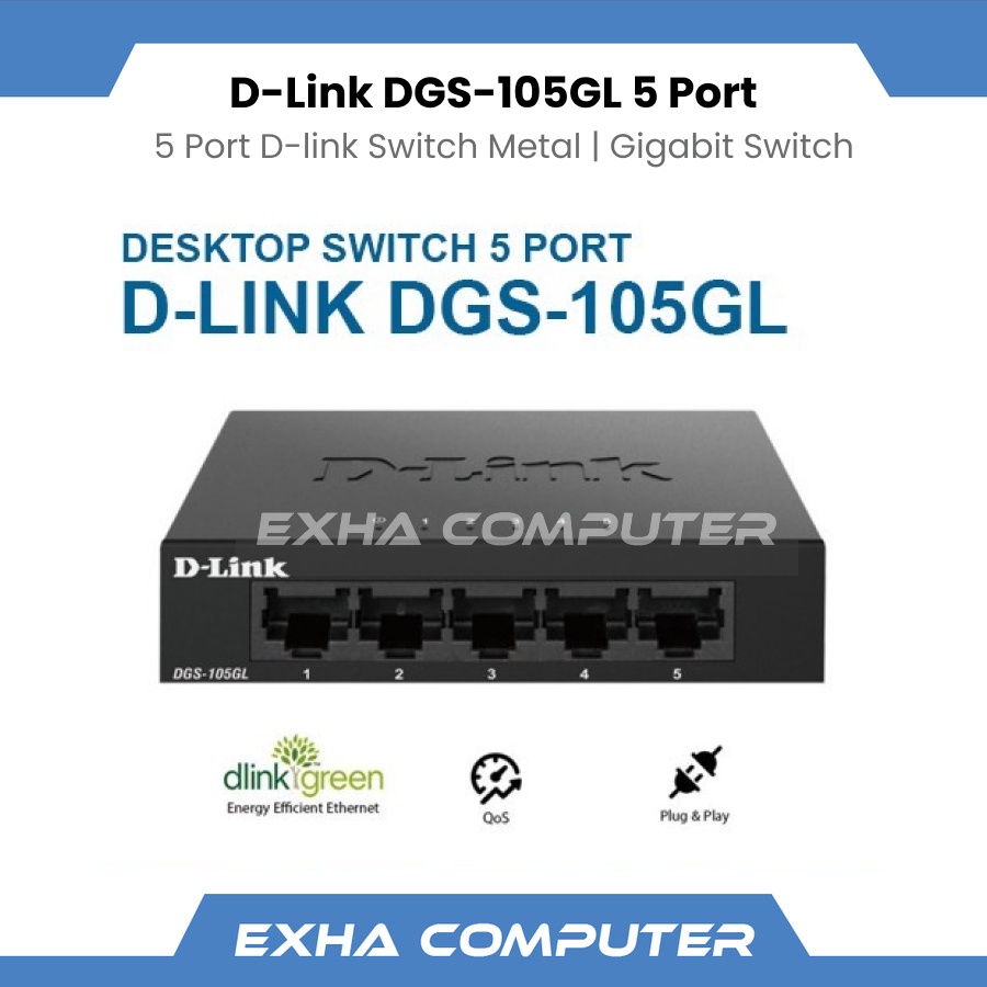 D-LINK DGS-105GL 5-port Gigabit Switch Metal Case Dlink DGS-105 GL
