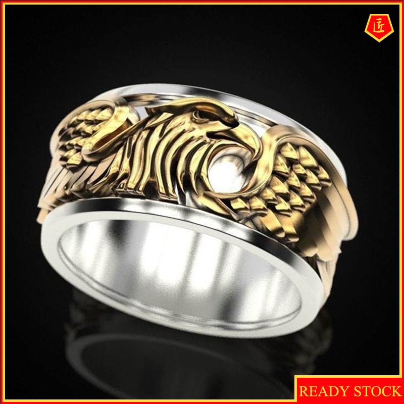 [Ready Stock]Domineering American Eagle 18K Two-Tone Ring for Men