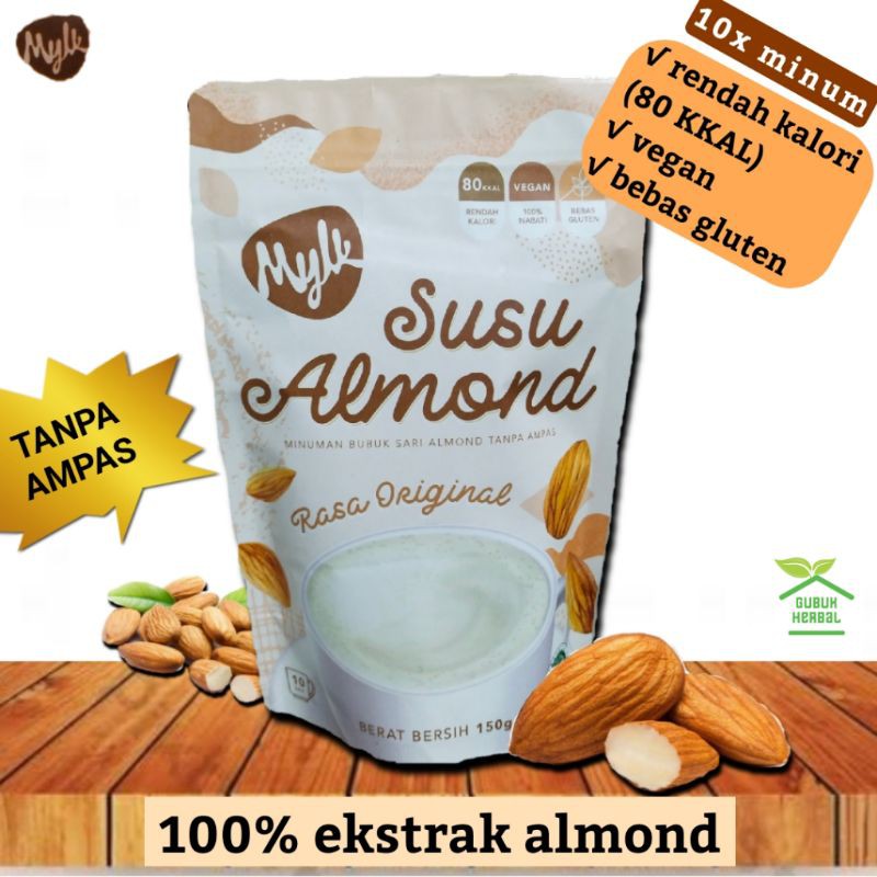 Mylk Susu Almond Bubuk Tanpa Ampas 10 x Minum 150 gram