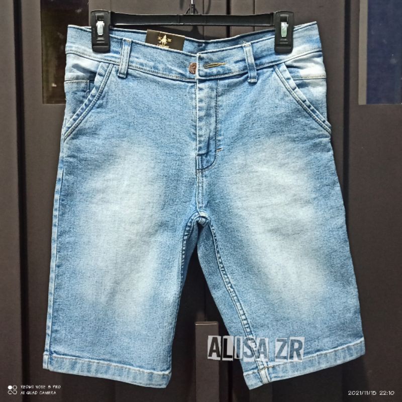 CELANA PENDEK PRIA JEANS STREACH BAHAN MELAR ICE BLUE NAVY BLUE