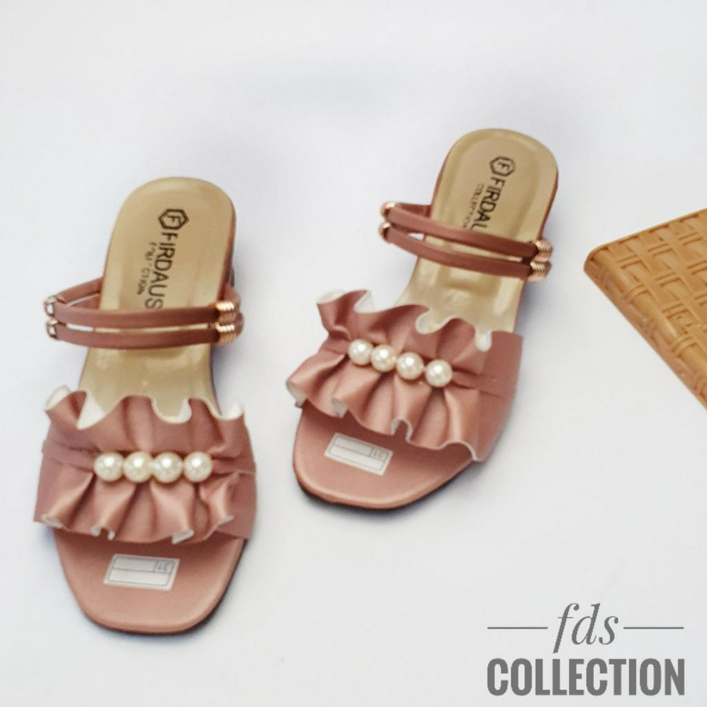 Sandal Sepatu Hak Anak Perempuan 5 cm Heels Motif Mutiara Sendal Pesta Anak