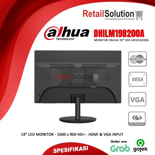 Monitor TN HD 19&quot; VGA HDMI - Dahua DHI-LM19-B200A / LM19B200A DHILM19B200A