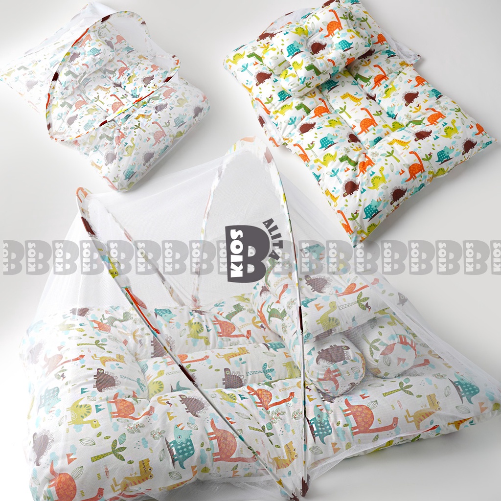 Kasur Bayi Kelambu Set Bantal Guling Premium / Kasur Bayi Kelambu Terlaris / Perlengkapan Tidur Bayi Baru Lahir Babyshop Kado Baby Gift / Kasur bayi kelambu + bantal peyang + 2 guling bayi