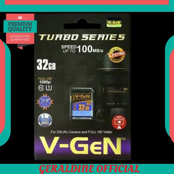 TERBAGUS V-GEN MEMORY SD CARD SDHC VGen 32GB Class 10 Turbo Camera Kamera 32 GB