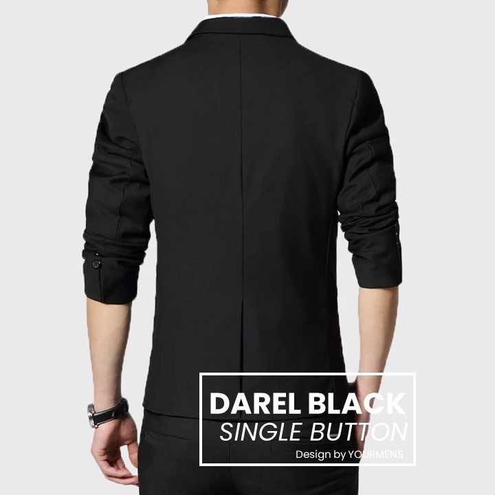 BLAZER SLIMFIT PRIA WARNA HITAM DAREL BLACKSTYLE SINGLE BUTTON ORIGINAL HIGH TWIST NIKAYU