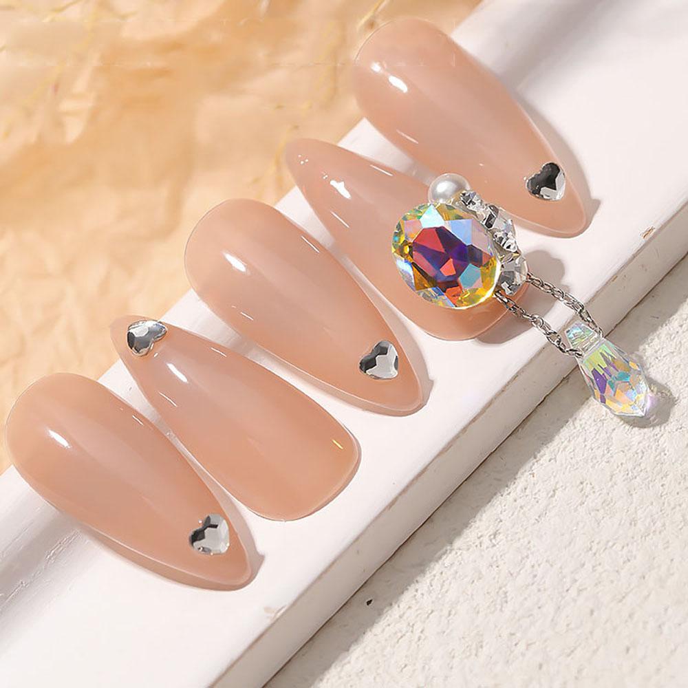 Agustina Jantung Nail Art Rhinestones Fashion Mix Glitter Aurora Laser Flat-bottomed Bentuk Hati Manikur Aksesoris Stiker Kuku