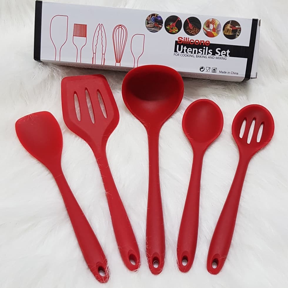 5pcs silicone spatula COOKING utensil set / set alat masak sutil silikon spatula