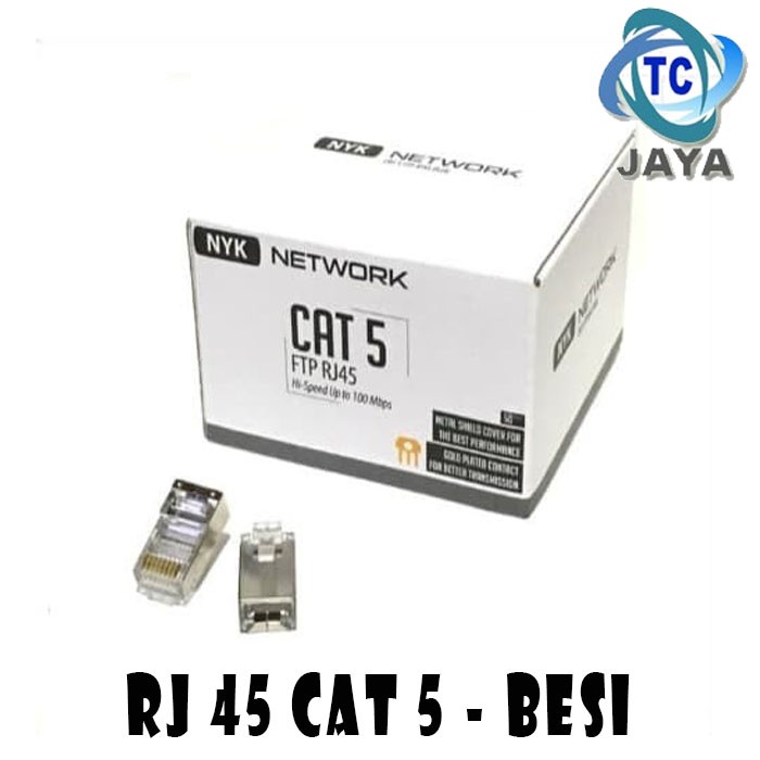 Conector RJ45 CAT5E Metal Plat Besi Outdoor CAT 5E 1 box 50pcs