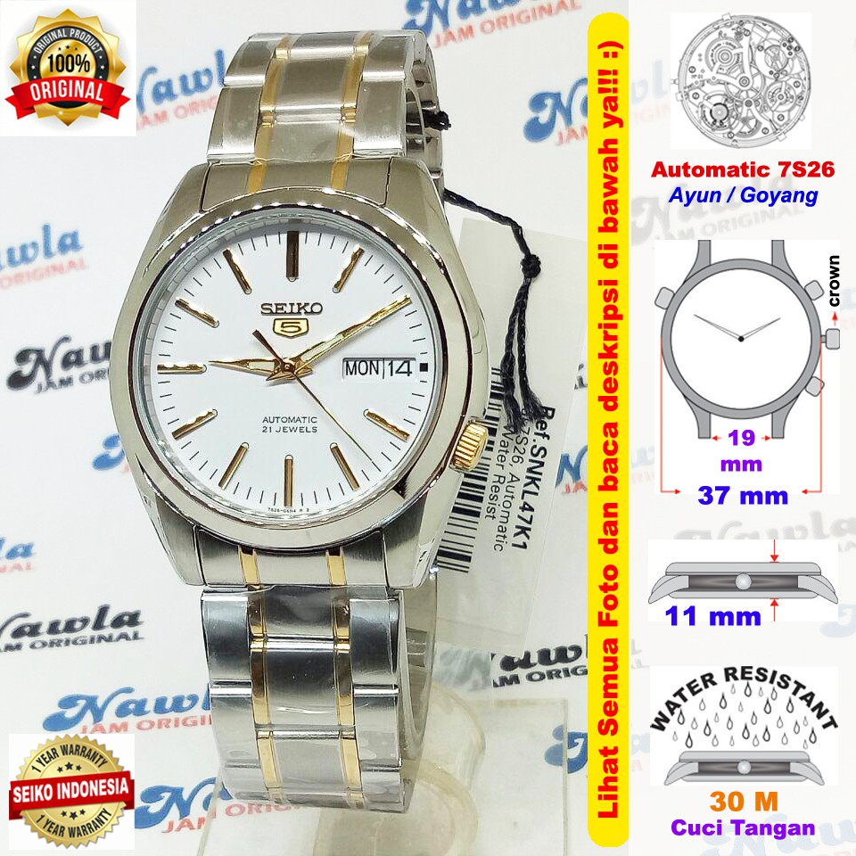 Seiko 5 SNKL47K1 Automatic White Dial - Jam Tangan Pria SNKL47