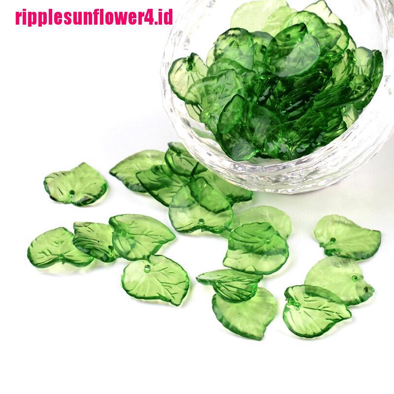 100pcs Liontin Bentuk Daun Hijau Bahan Akrilik Transparan Untuk Perhiasan