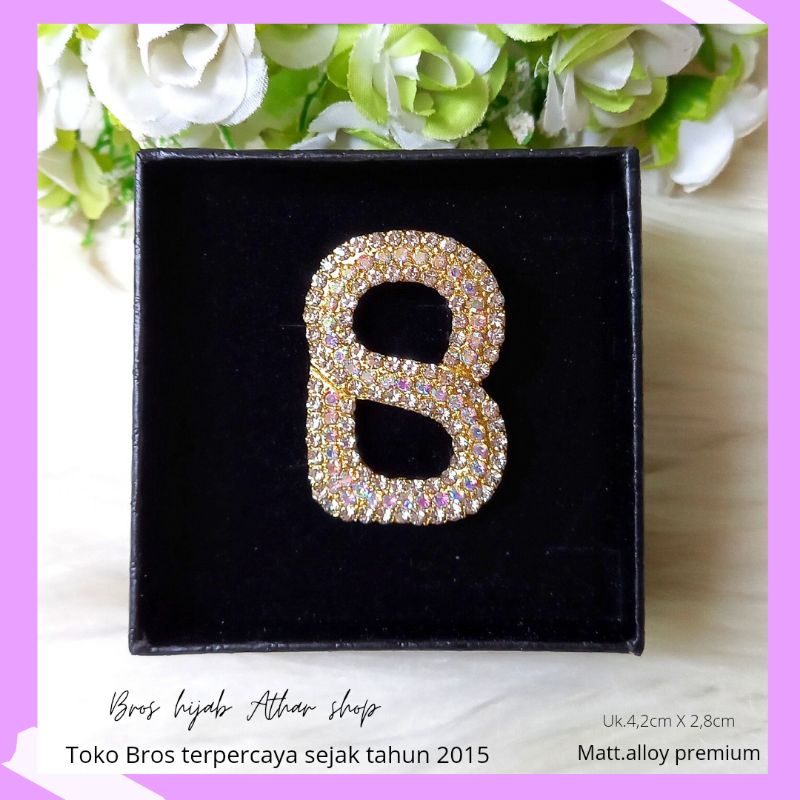 Bros B/bross signature branded /brooch button/Bros hijab buttonscarves Athar shop scarves murah-B prmt 3 gold