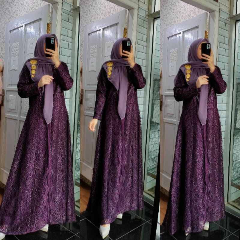 GAMIS BRUKAT PANJANG | GAMIS PESTA | GAMIS KONDANGAN | LD.100 P.140cm
