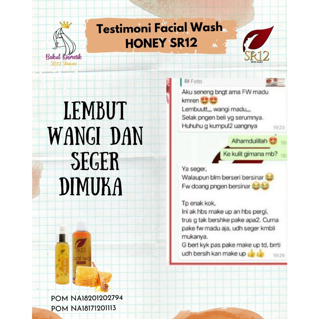 FACIAL WASH HONEY SR12 - SABUN MUKA KULIT KERING DAN SENSITIF