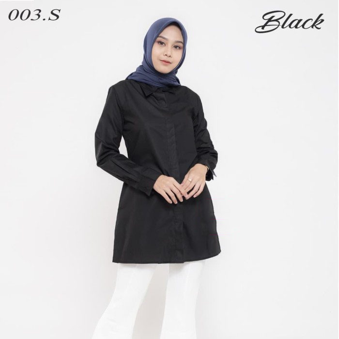 CO Tunik Flower Wanita Atasan Tunik Black HS Atasan Muslim Wanita Big Size 3XL XXL XL L M Warna Hita