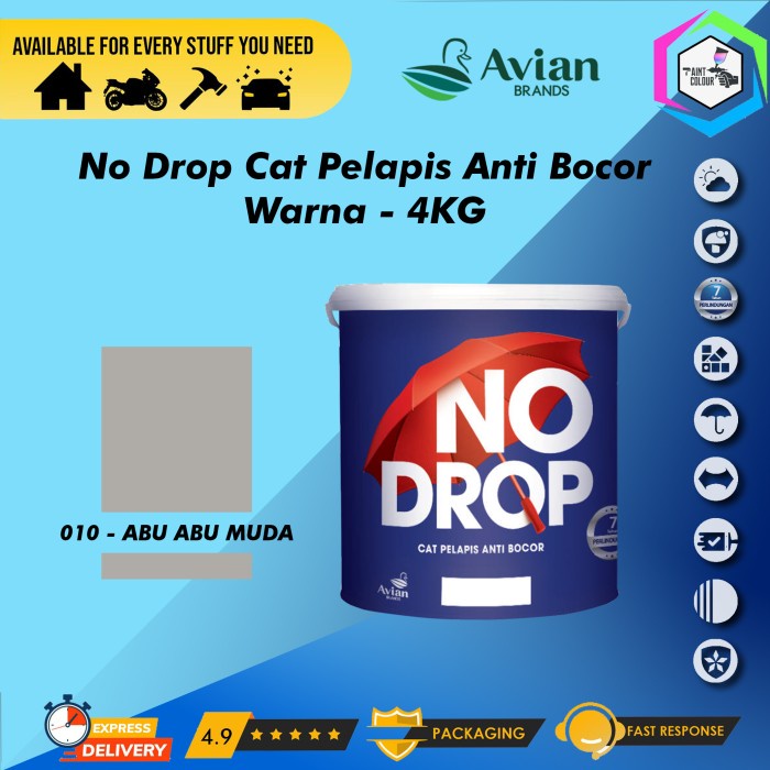 NO DROP 4KG/Galon Cat Pelapis Anti Bocor - 010 Abu Muda