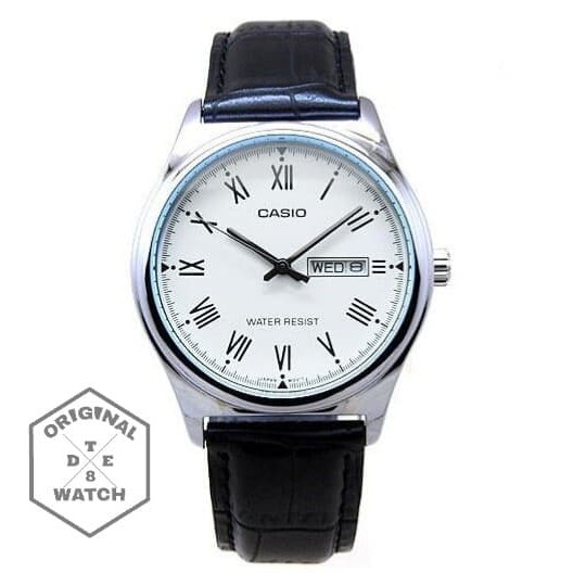 Jam Tangan Pria Casio ORIGINAL MTP V006 Leather 1 Year Guaranted