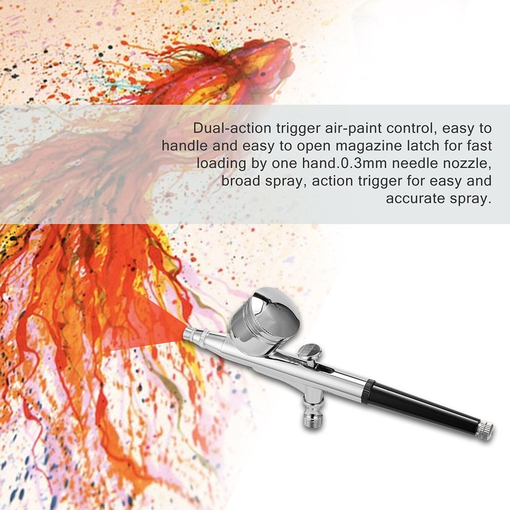 Air Compressor Airbrush Painting Tatto Nail Art with Spray Gun 0.2mm 7ml / Alat Tatto / jarum tatto