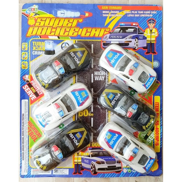 Mainan Anak Laki-laki Mobil Mobilan Dorongan Murah / Mobil Polisi isi 6 pcs 40019P/ Mobil Jenis MIliter Polisi Mainan Anak Laki-laki