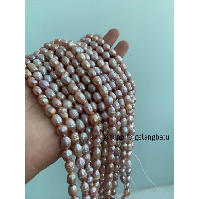 Bahan Mutiara Air Tawar Barok LAVENDER 8 x 12mm OVAL baroque pearl