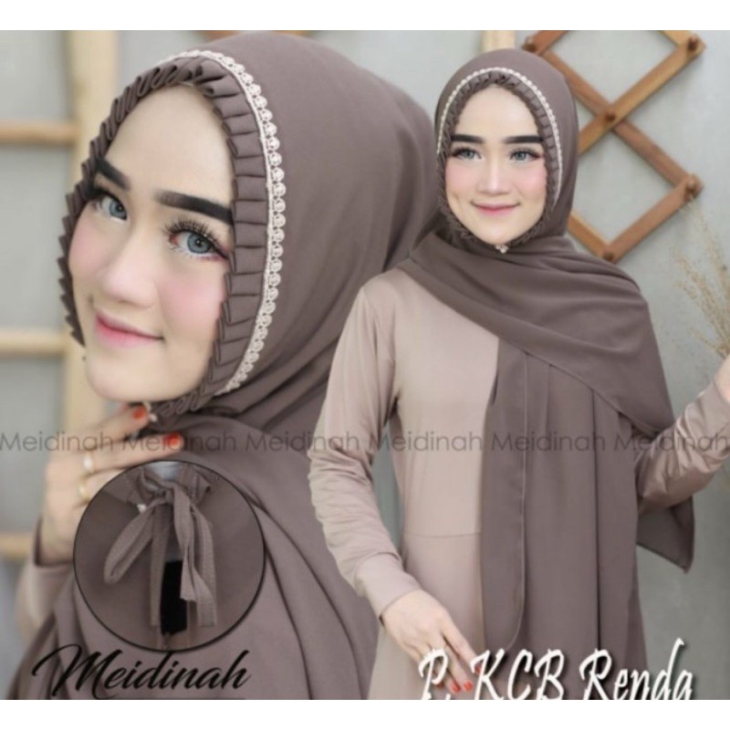 (PROMO)  Pashmina KCB RENDA 175 x 70 Pasmina Tali Lipit Gerigi / Pashmina Renda Premium