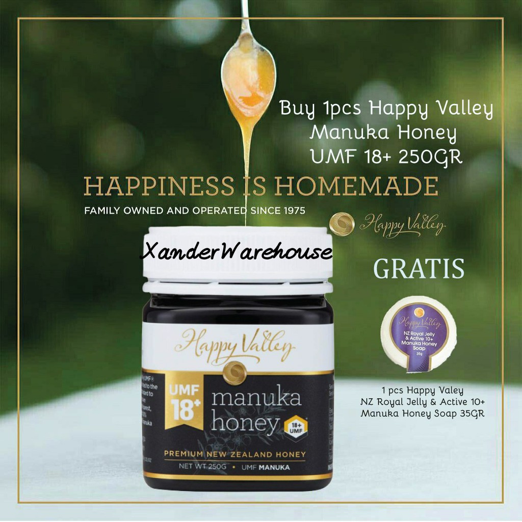 

PROMO MADU MANUKA HAPPY VALLEY HONEY UMF 18+250GR