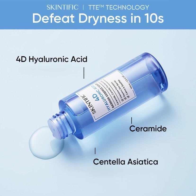 ★ BB ★  SKINTIFIC 4D Hyaluronic Acid Barrier Essence Toner - Hydration Toner Defeat Dryness In10S 100ML - 20ml 【BPOM】