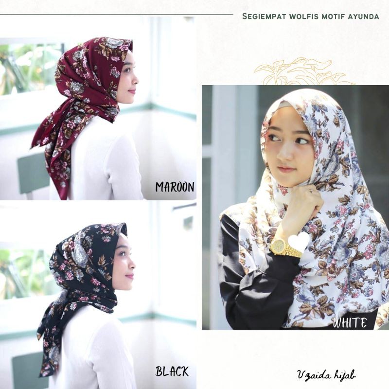 Segiempat wolfis motif ayunda ukuran 110 cm - 150 cm