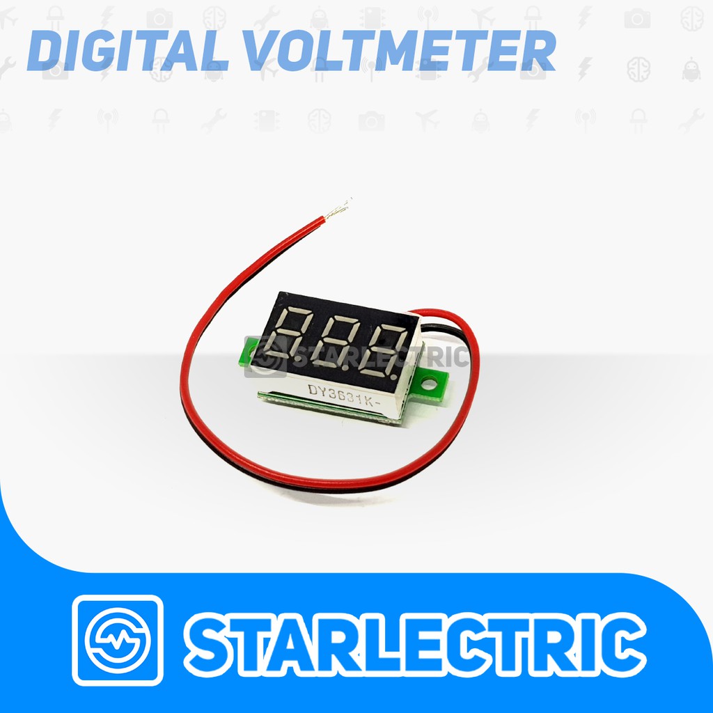 Digital Voltmeter Mini 4-30V 3 kabel LED Merah Tester Elektronik