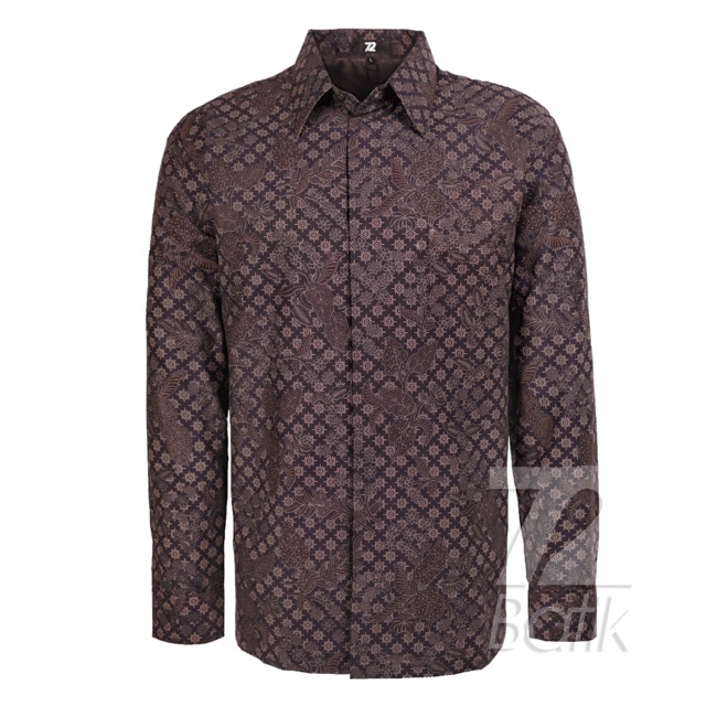 KEMEJA BATIK PRIA Hem Lengan Panjang Premium Warna Coklat Tua 722527 Cap 72 - Baju Kemeja Atasan Pakaian Setelan Batik Pria Cowok Laki Laki Remaja Keluarga Kantor Lengan Panjang Modern Slimfit Slim Fit Premium Kekinian