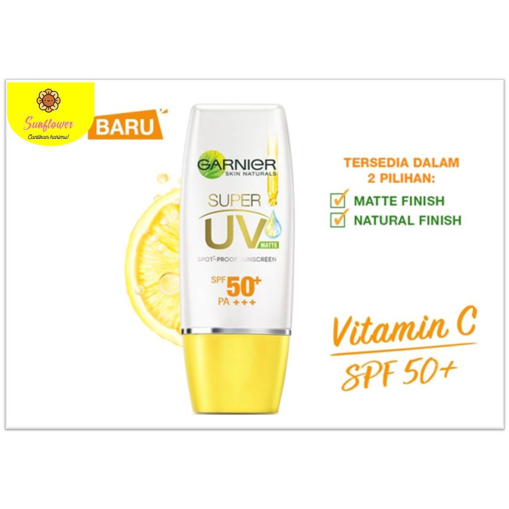 Garnier Super UV Spot proof Sunscreen SPF 50+ PA+++ Skin Care – 30 ml (Matte Dan Natural Finish)
