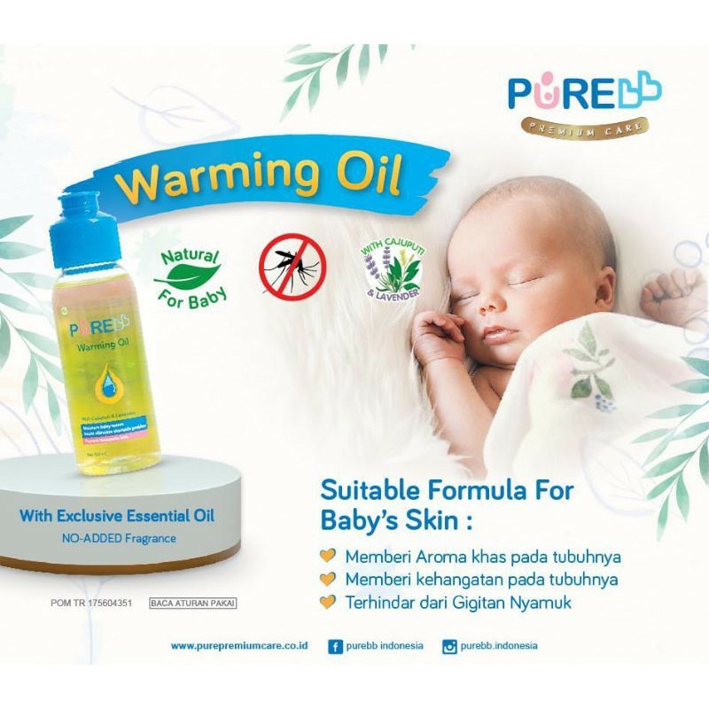 Pure BB Baby Warming Oil with Cajuputi dan Lavender 60ml Pure Baby Minyak Telon Bayi