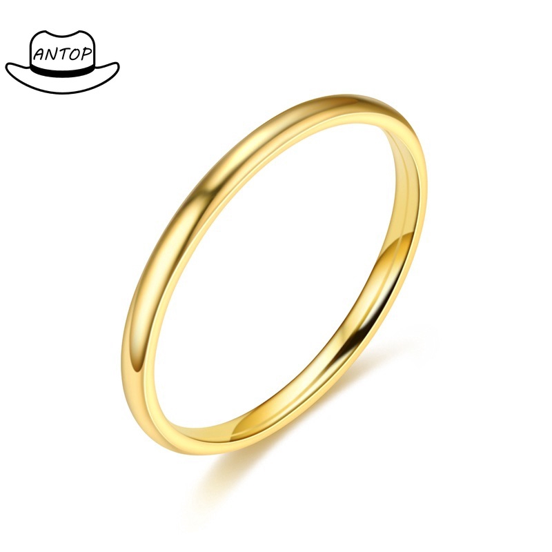 Cincin Pertunangan / Pernikahan Bahan Titanium Steel Lapis Silver Rose Gold