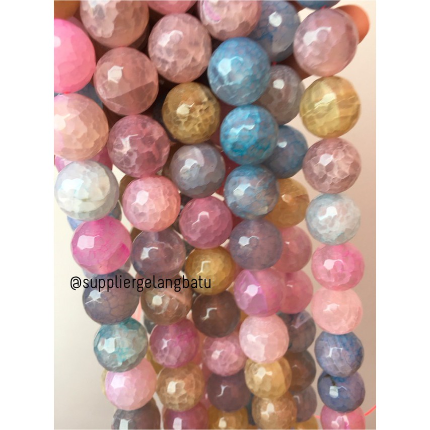 Natural Morgan FACETED beads 16mm CUTTING batu manik candy craft impor aksesoris fashion warna warni