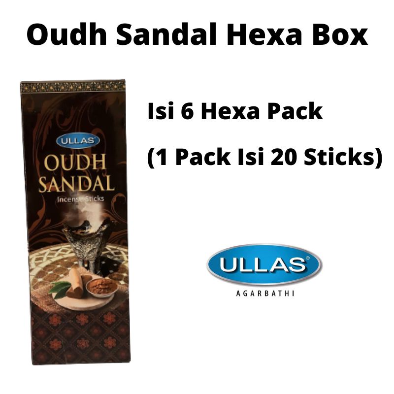 Dupa Hio India Ullas Oudh Sandal Box Isi 6 Hexa Pack