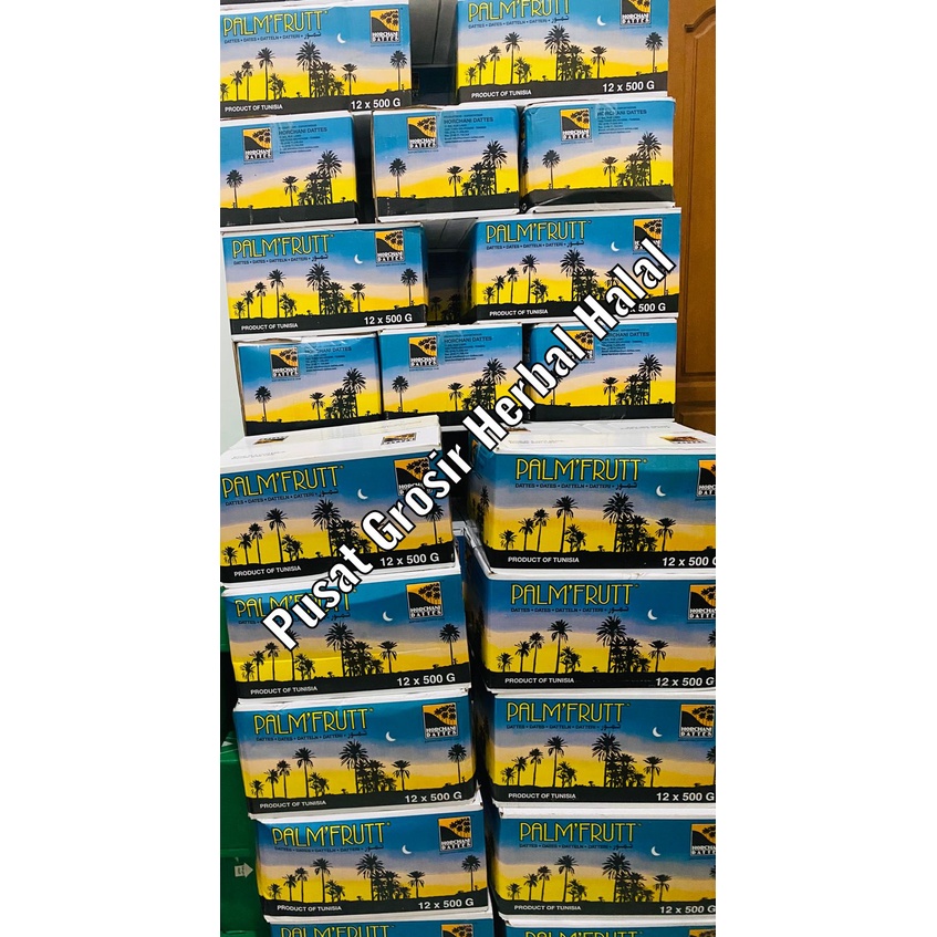 

Kurma Palm Frutt / Palm Fruit 1 karton / 12 box 500gr Original Box isi 12 X 500gr Palm Frutt Tunisia Tangkai