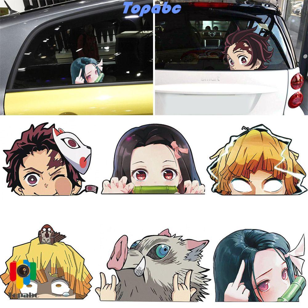 TOP New Car Stickers Windows Sticker Demon Slayer Anime Car Decals Car Accessories Car-styling Creative Waterproof Auto Decal Windshield Auto-styling