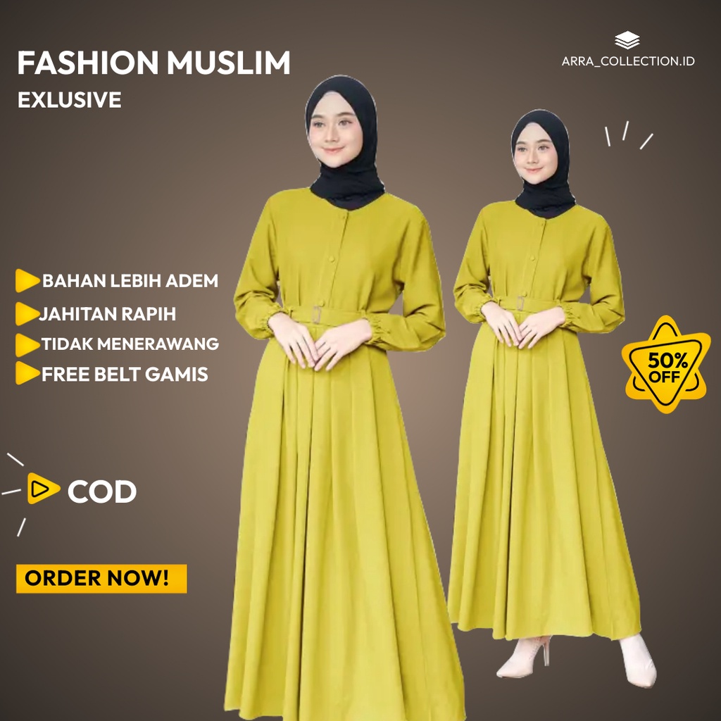 Baju gamis wanita busui terbaru polos murah bahan katun jubah perempuan muslimah buat lebaran dress 