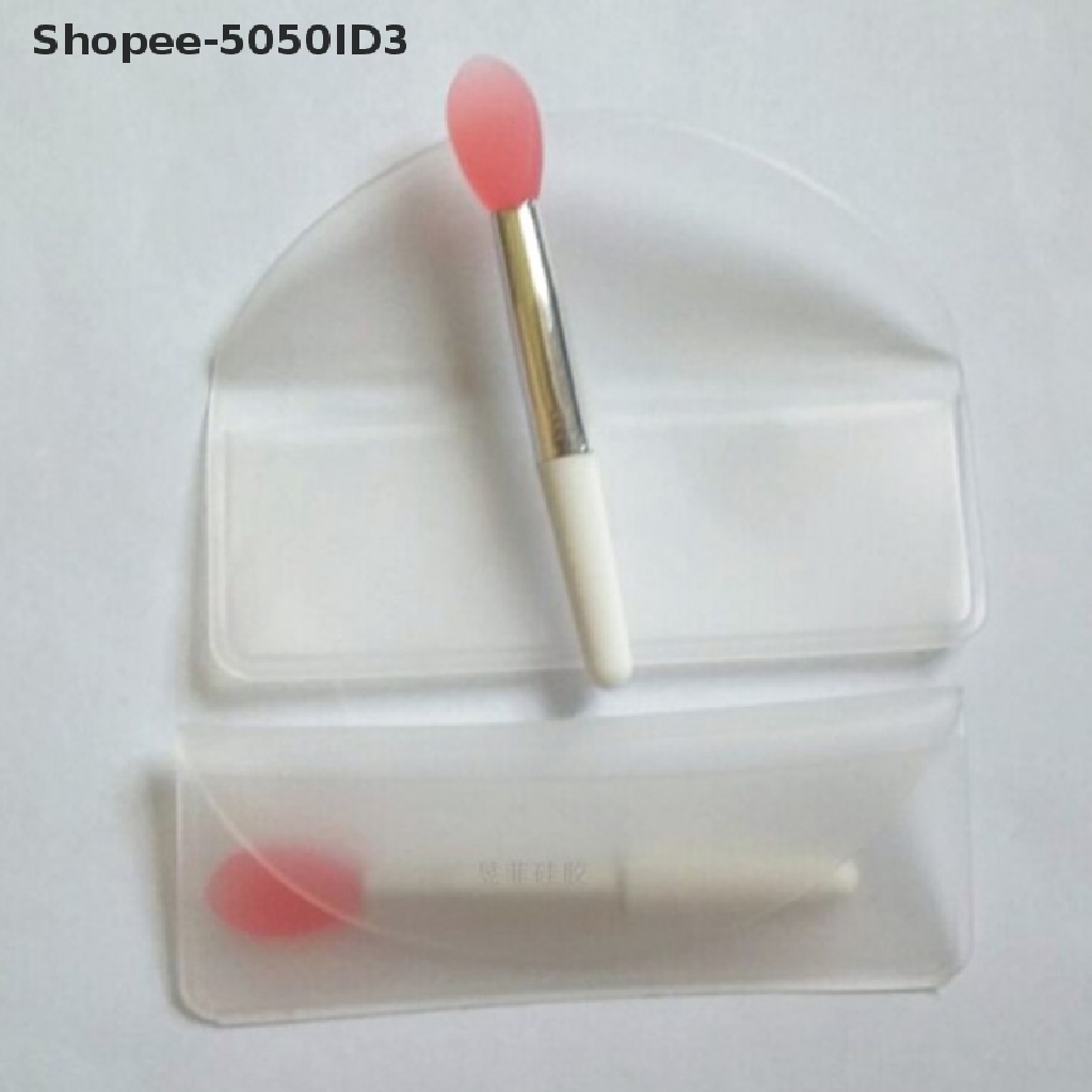 (ko) Brush Silikon Mini Kepala Ganda Warna Pink Untuk Masker Bibir