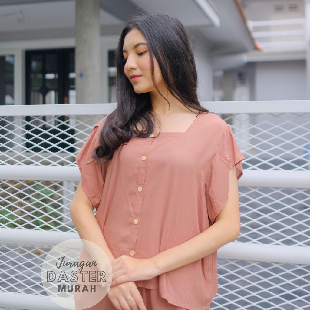 SETELAN SUMMER POLOS BAHAN RAYON FIT TO XL | ONESET RUFFLE POLOS BAHAN RAYON | ONESET CHACHA BAHAN RAYON | PIYAMA WANITA SUMMER BAHAN RAYON LD 120 | ONESET CELANA KULOT PANJANG WANITA BAHAN RAYON PREMIUM