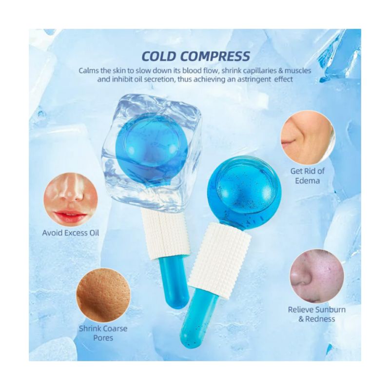 ICE GLOBES ROLLER 2 Pcs Set Alat Pijat Roller Bola Es Dingin Untuk Perawatan Kulit Wajah / Beauty Crystal Ball Glitter Original / Alat Pencerah Wajah / Ice Globes Facial Roller Glitter / Alat Pijat Muka / Ice Globes / Ice water globe