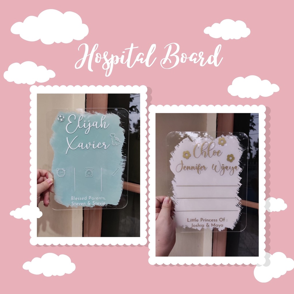 Hospital Board Acrylic Akrilik Papan Nama Bayi Premium Biodata baby newborn aesthetic
