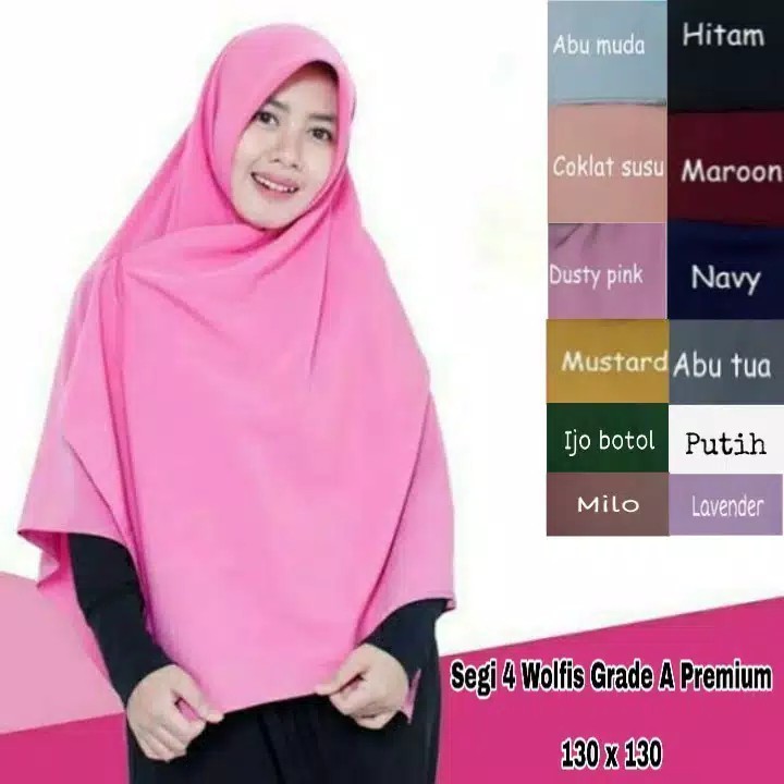 TERBARU Jilbab Segi Empat Wolfis 130x130 Syari