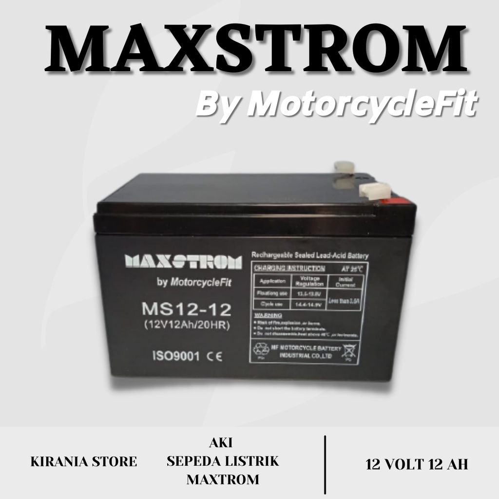 Aki Sepeda Listrik 12 Volt 12 Ah Merek Maxstrom Gs Yuasa