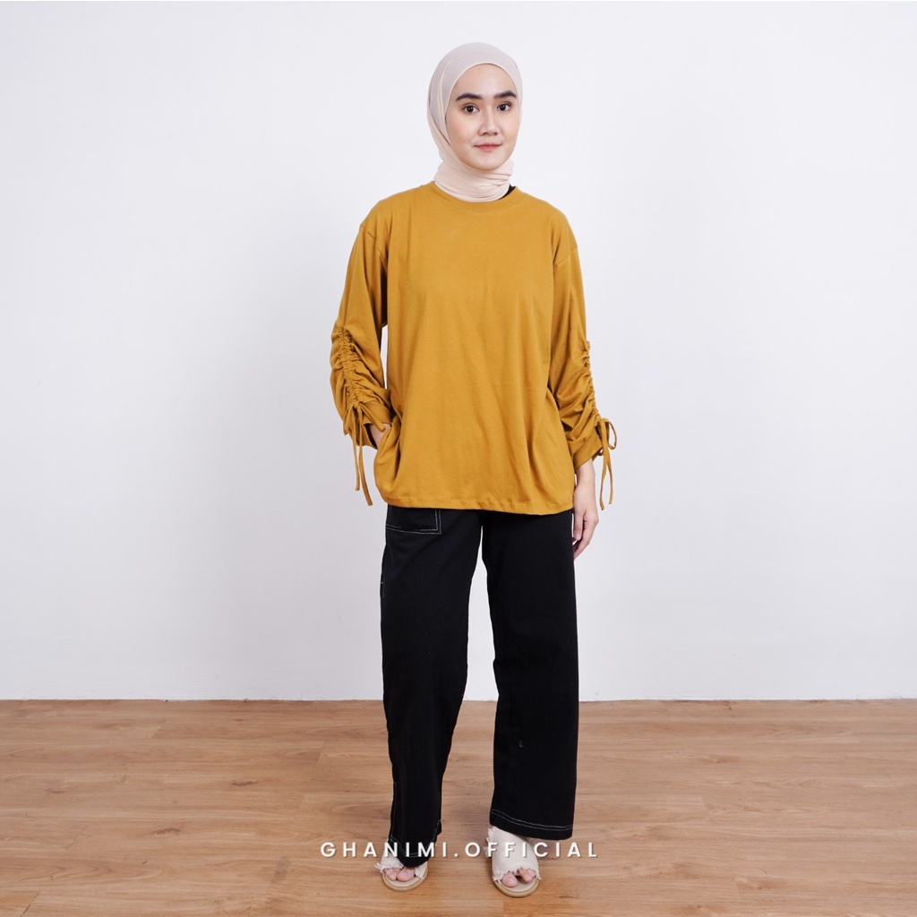 Ghanimi - Berly Blouse / Blus Katun Combed Polos tangan serut wudhu friendly / blus daily murah / blus korean style simple