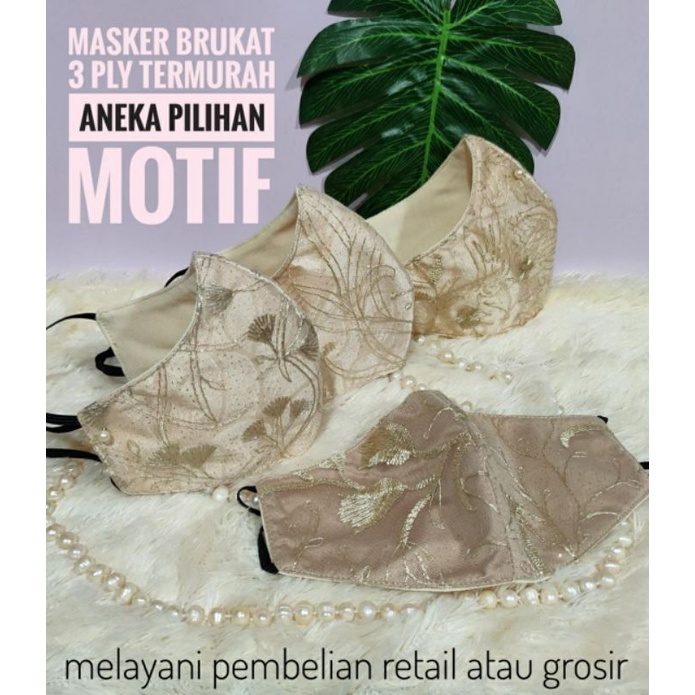 Masker Brokat 3 Ply Termurah Model Duckbill Aneka Pilihan Motif dan Pilihan Tali