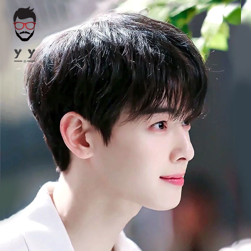 【Pendatang baru]Wig rambut pendek lurus pria versi Korea poni tampan dan miring gaya rambut siswa pr
