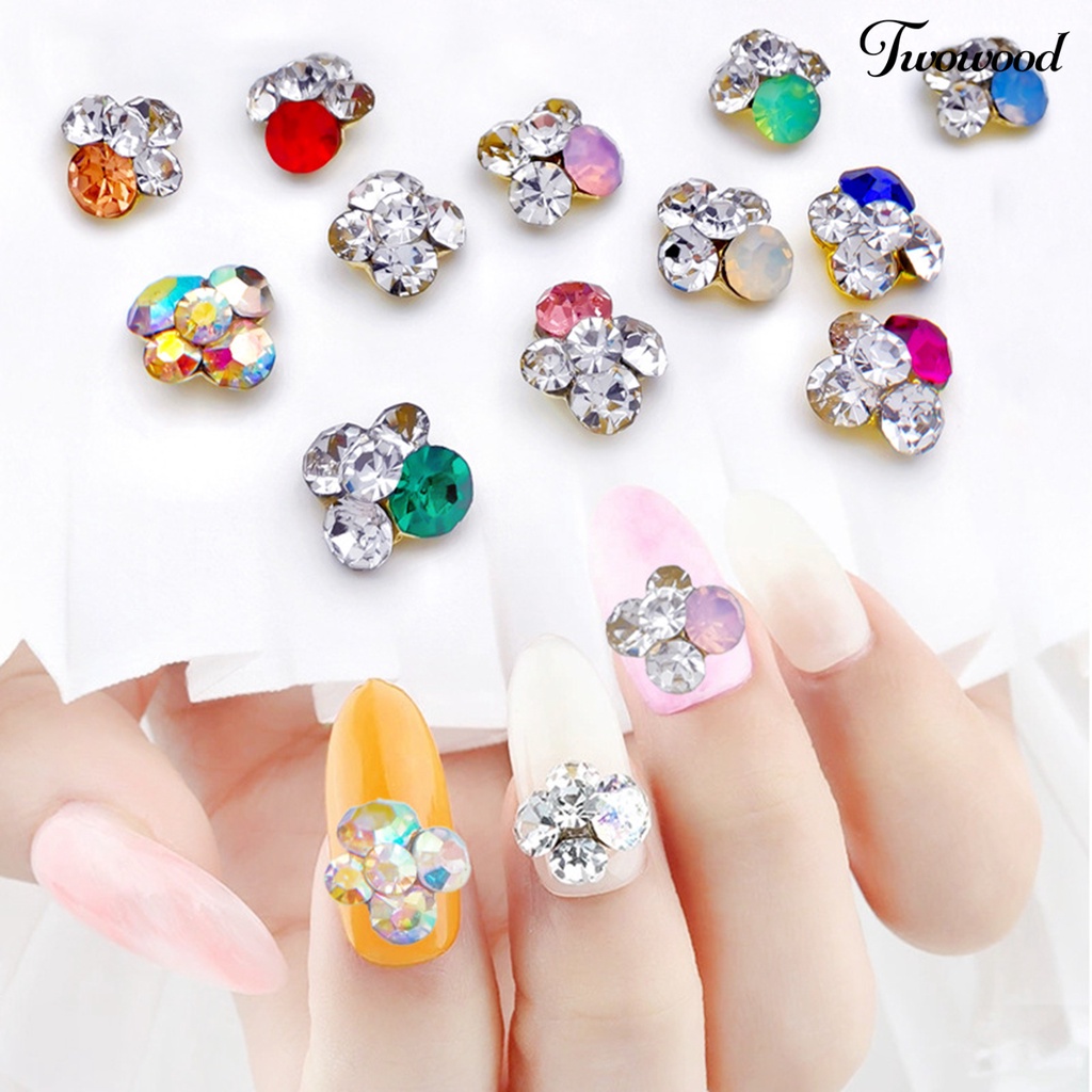 Twowood 10Pcs / Set Berlian Imitasi Untuk Dekorasi Nail Art / Manicure DIY